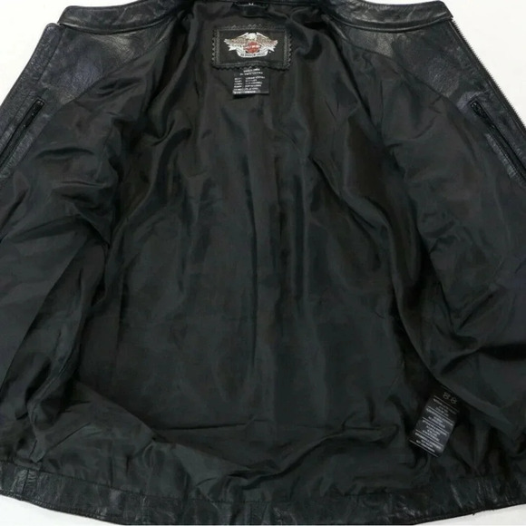 Harley Davidson women’s black leather embroidered jacket size XS - Picture 5 of 10